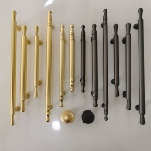 法式 柜门拉手现代简约衣柜门把手轻奢奶油风橱柜抽屉金色黄铜拉手