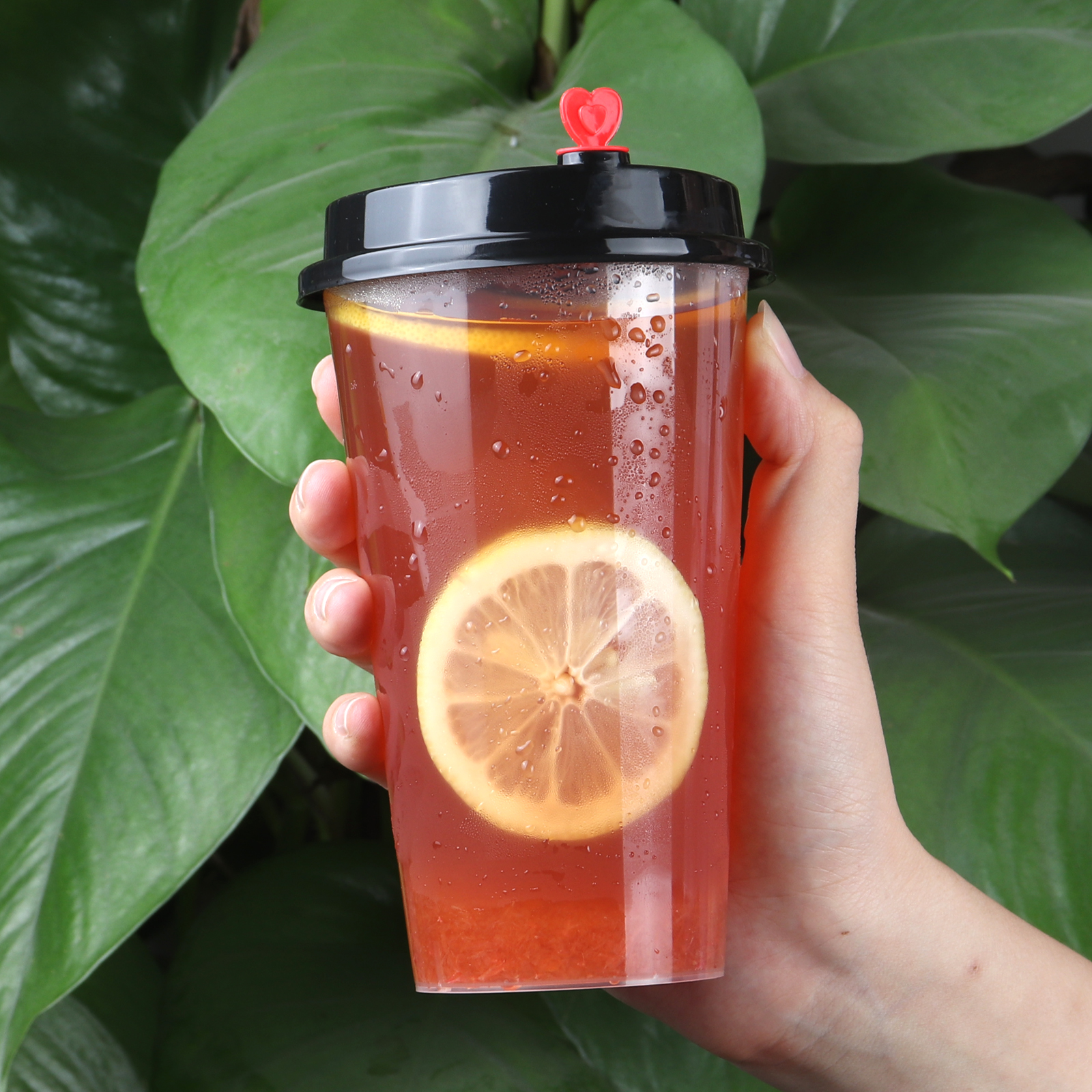 一次性注塑杯帶蓋高透PP飲料杯加厚奶茶杯90打包冷飲杯500ml700ml