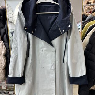 艾熹尔1085H 2026春季 新款 撞色连帽宽松显瘦风衣外套 小艺欧货女装