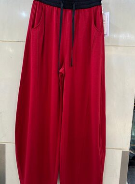 琼扉尔6025H 小艺欧货女装2026夏季款拼色高腰抽绳宽松显瘦阔腿裤