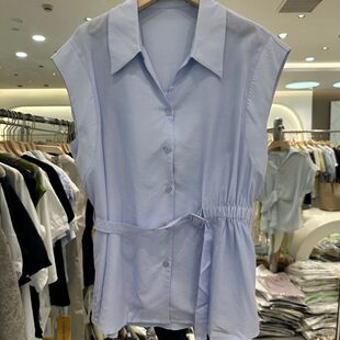 羽林逸人 2671H 夏季2026新款女装时尚极简风小翻领无袖百搭衬衫