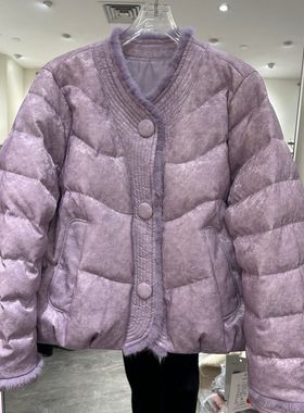 旭雅婷2569H 小艺欧货女装2025冬季甜美气质水貂毛领白鸭绒羽绒服