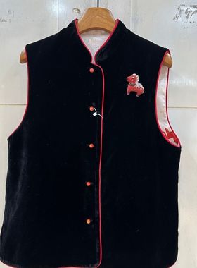 小艺欧货女装2026年春季中式丝绒小马装饰无袖叠穿马甲背心26671H