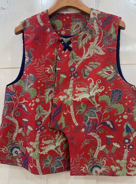 小艺欧货女装2026年春季新款中式国风花鸟图案盘扣洋气马夹26760H