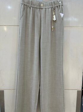 小艺欧货女装2026夏季通勤高腰直筒垂感宽松显瘦亚麻休闲裤66073H