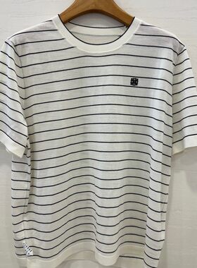 小艺欧货女装2026春夏款圆领条纹短宽松通勤百搭短袖针织衫2570H