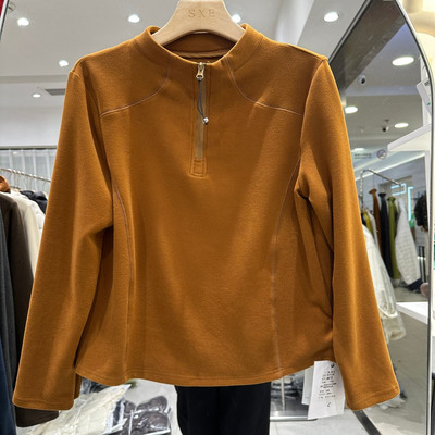 依秀儿8672H 小艺欧货女装2025冬季圆领半拉链保暖德绒打底衫上衣