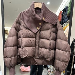 针织翻领羽绒服保暖白鸭绒外套 2025冬季 衣尚美917H 小艺欧货女装