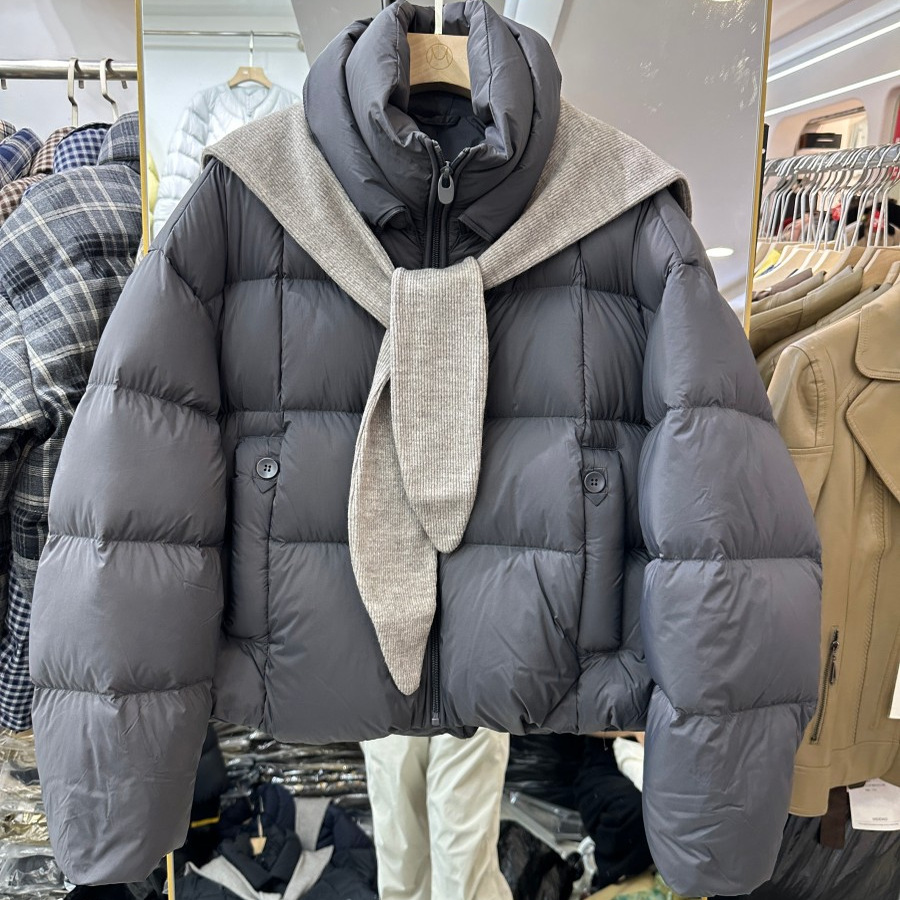 小艺欧货女装2025年冬季时尚针织披肩立领加厚保暖羽绒服外套715H