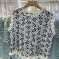 欣瑤伊閣 2619 歐貨女裝2025夏季新款時尚圓領(lǐng)無袖碎花百搭上衣女