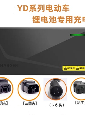雅迪电动车锂电池充电器48V2A54.6V3A卡农头12AH 20AH 锂电池专用