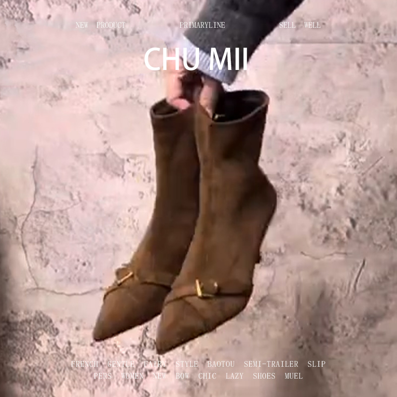 羊皮版~绒面真皮尖头瘦瘦