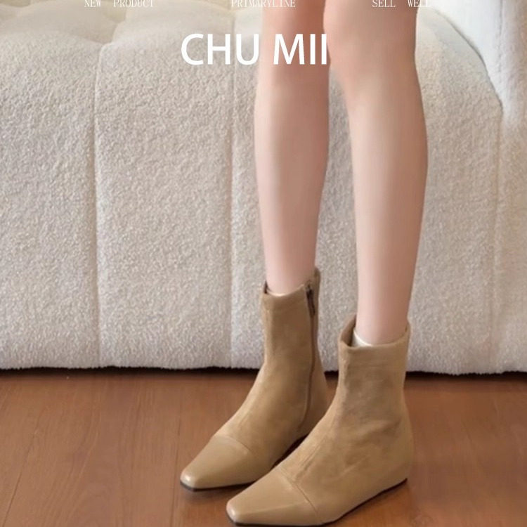 羊皮版~复古绒面短靴女