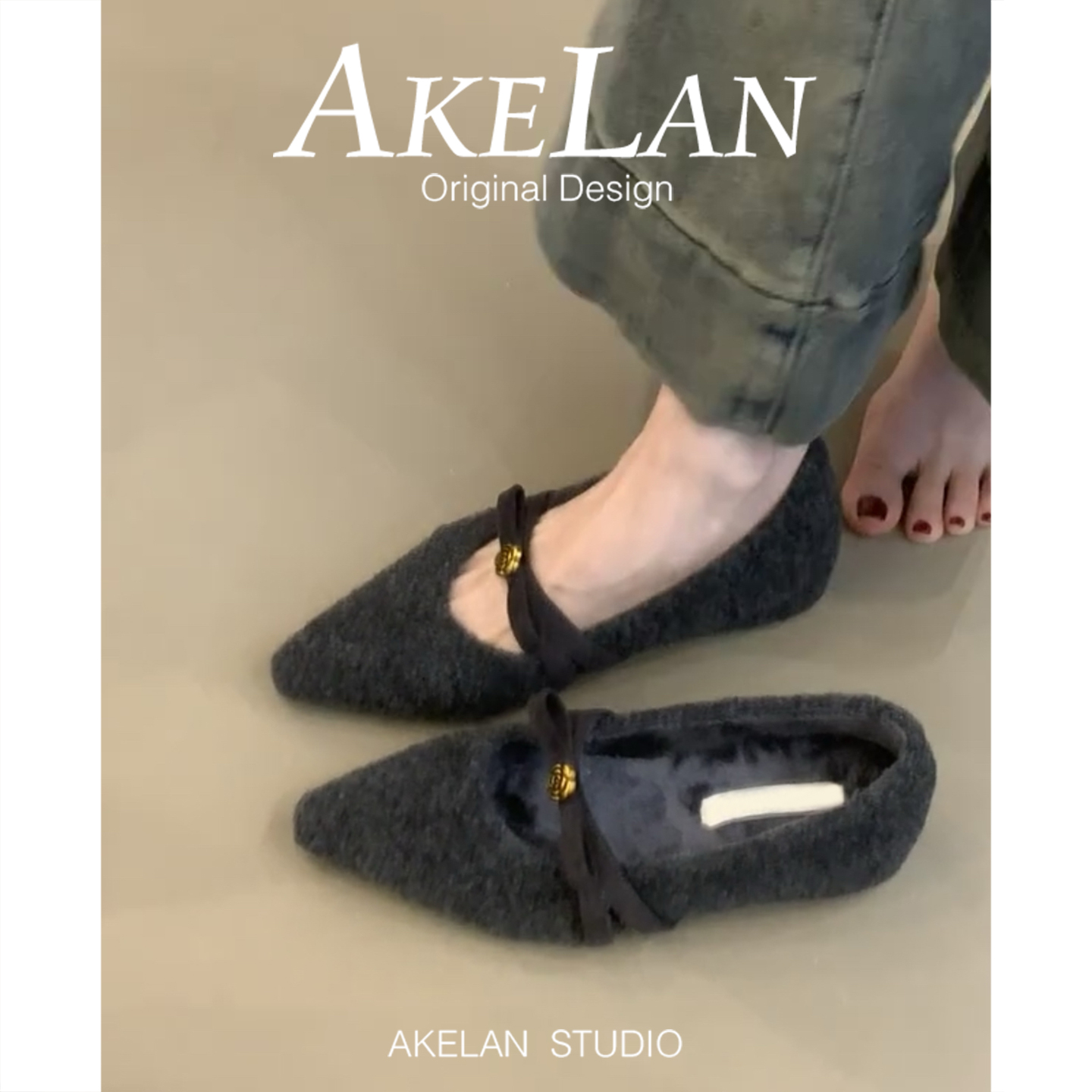 羊皮版~法式尖头玛丽珍单