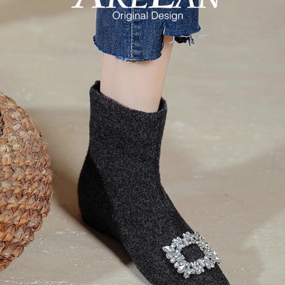 羊皮版~法式小个子方头短靴女