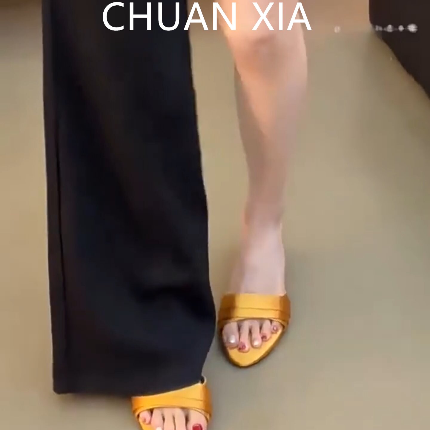 羊皮版~小香风拼接方头鞋