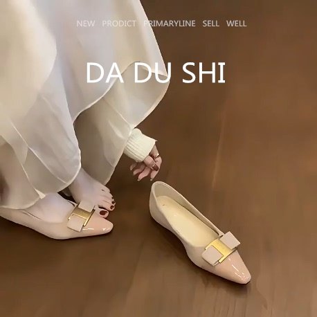 羊皮版~晚晚风方头平底单鞋女温柔浅口玛丽珍鞋软底蝴蝶结奶奶鞋,女鞋,浅口单鞋,淘宝优惠券,粉丝福利购,淘宝优惠卷