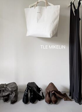 TLE MIKELN 欧美简约风尖头粗跟时装靴女夏季高筒套筒靴棕色低跟