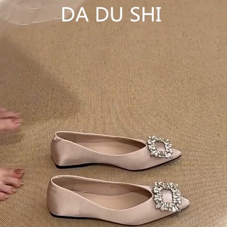 羊皮版！温柔水钻尖头软底瓢鞋女气质真皮平底单鞋一脚蹬玛丽珍鞋,女鞋,浅口单鞋,淘宝优惠券,粉丝福利购,淘宝优惠卷