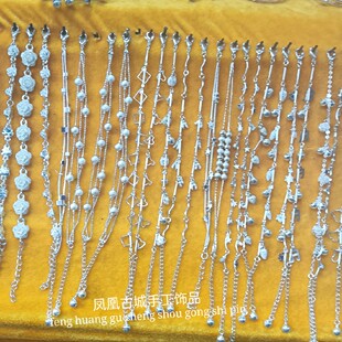 苗银首饰铃铛手链百搭简约手链女学生闺蜜礼物民族风手脚链2条装