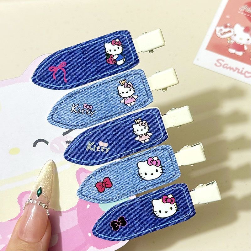 新款甜美蝴蝶结牛仔布发夹甜美时尚学院风无痕夹百搭通勤侧边碎发