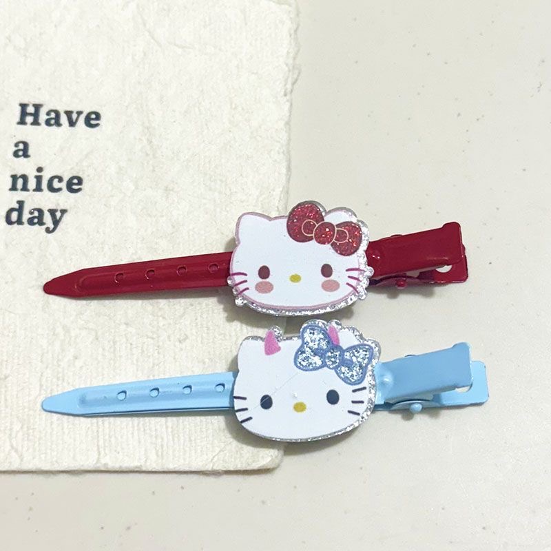 可爱表情kt猫系发夹一字趣味甜美定位海边刘海侧边化妆发卡头饰