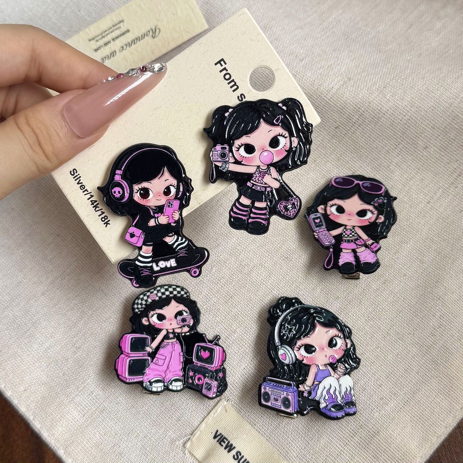 大号浮雕小满发夹可爱卡通小yu发卡甜美少女心刘海侧边夹发卡头饰图片