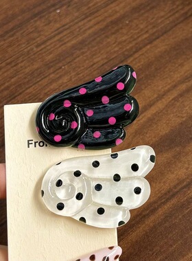 可爱透明立体翅膀发夹刘海侧边波点发卡少女甜美发夹果冻头饰发饰