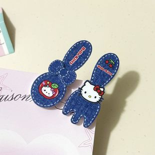 三丽鸥正版授权凯蒂猫牛仔叉子勺子发夹可爱卡通少女侧边夹鸭嘴夹