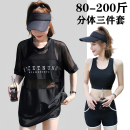泳衣女200斤大码 分体保守宽松遮肚显瘦微胖mm三件套罩衫 温泉泳装