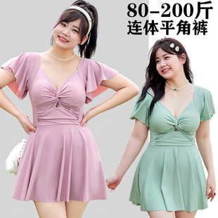 泳衣女性感ins连体大码 微胖少女200斤遮肚显瘦高级感胖mm温泉泳装