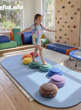 BABYFUN家用过河石防滑垫哑光儿童瑜伽垫感统游戏PU软垫防水防污