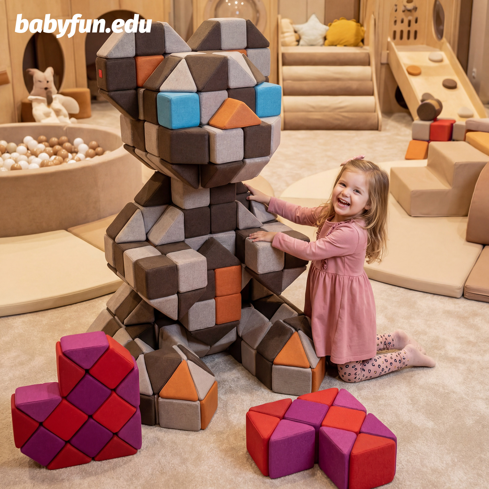 BABYFUN海绵磁力拼搭积木布艺软积木幼儿童早教ins家用开放式玩具