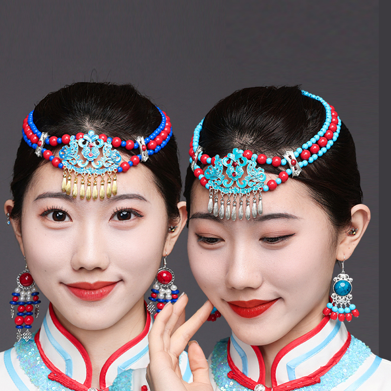 蒙古族发饰蒙古族头饰蒙古舞蹈头饰蒙古服装配饰演出头饰儿童大人