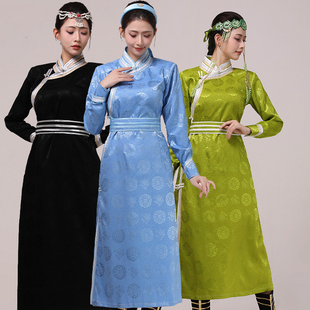 蒙族新款蒙古服装时尚连衣裙蒙古袍女日常生活装表演演出服装长款