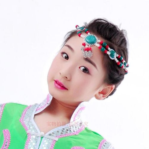 蒙古头饰女民族串珠新款演出表演女成人女儿童女孩手工珠女童蒙族