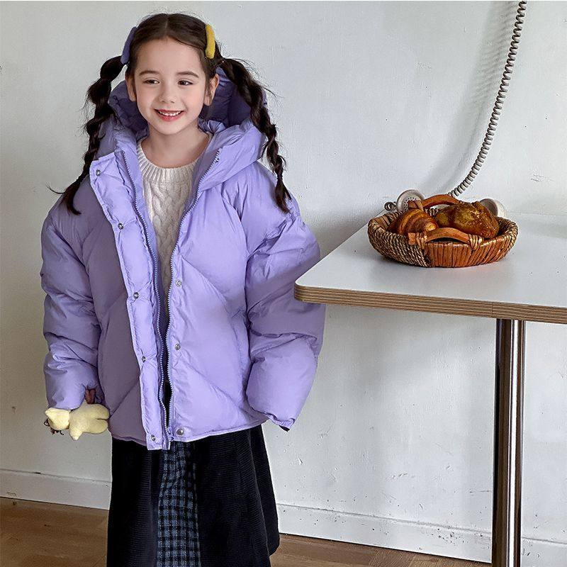 儿童羽绒服女童2025秋冬外套保暖连帽短款加厚外套新款面包服