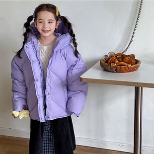 儿童羽绒服女童2025秋冬外套保暖连帽短款加厚外套新款面包服