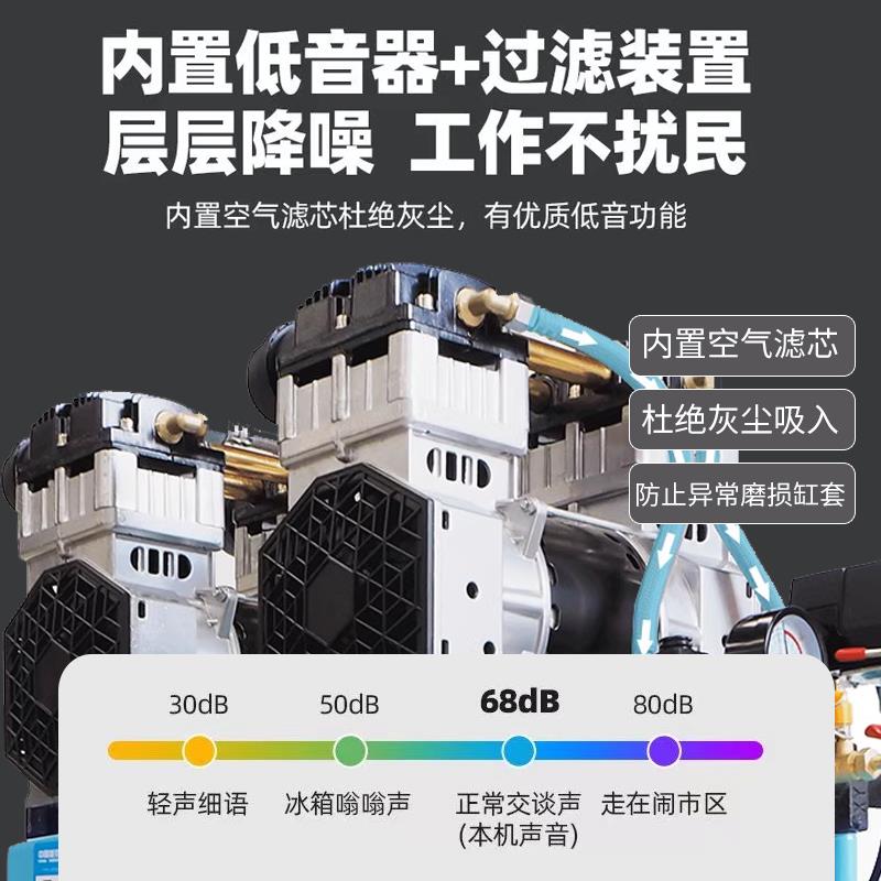 新款无油静音空压机装修220v喷石漆气泵木工汽修工业级大包邮