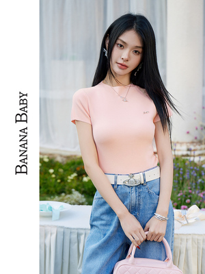 美式复古短袖针织衫女修身