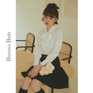 衬衫 香蕉宝贝清仓特卖秋季 小众系带领气质长袖 法式 女上衣 新款