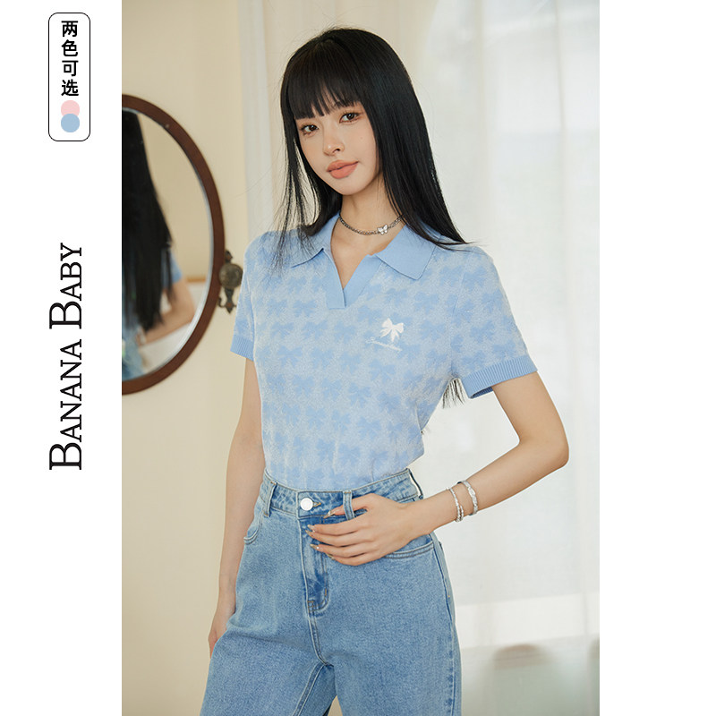 BANANABABY蝴蝶结图案针织短袖