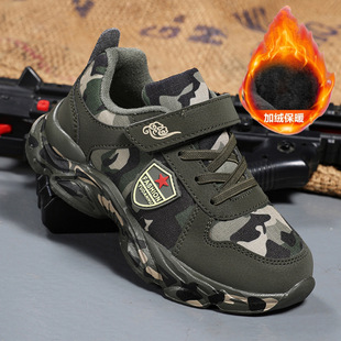 男童运动鞋迷彩鞋秋冬加绒儿童解放帅气特种兵鞋子小孩当兵军训鞋