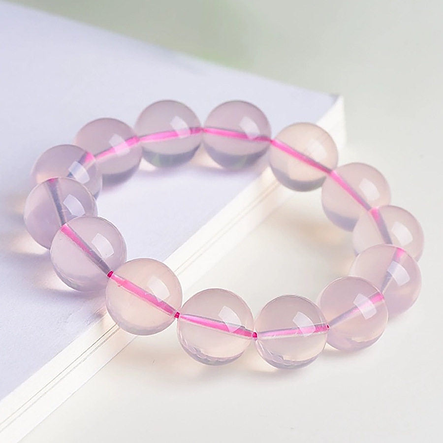 天然莫粉晶手串幸运六芒圆珠手链