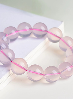 天然莫粉晶手串幸运六芒圆珠手链