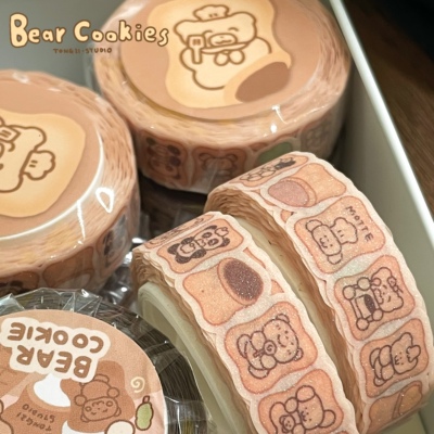 【桐子原创】Bear Cookies 小熊饼干异形闪砂胶带