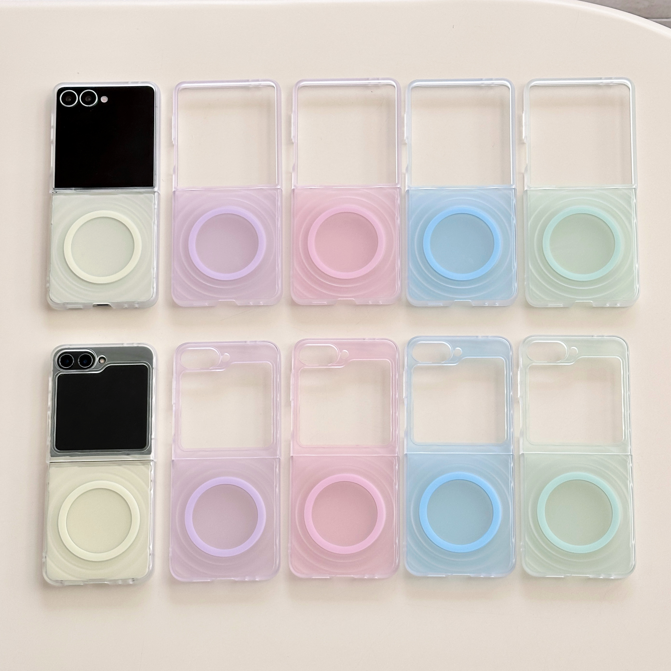 马卡龙磨砂波漾磁吸三星折叠外壳