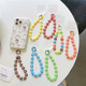 彩虹串珠手机挂链挂手腕手工珠子M豆积木吊坠手机夹片垫片手链条
