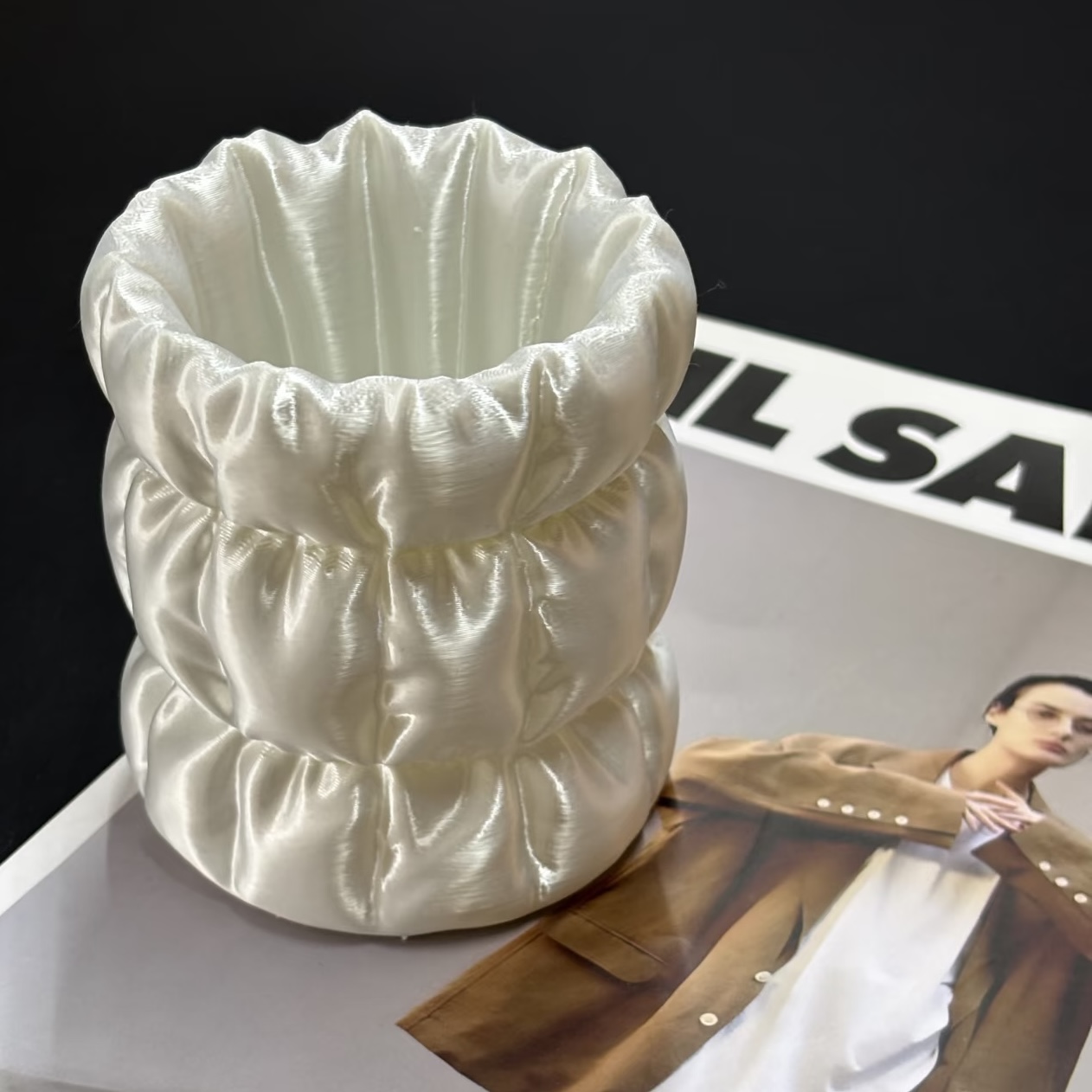 中古风笔筒3D打印丝绸质感高级小众装饰品氛围感摆设