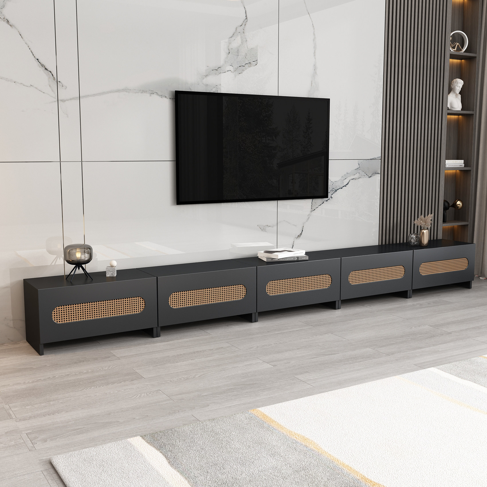 法式奶油风电视柜拼接组合轻奢落地储物柜客厅家用小户型电视机柜